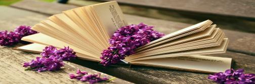 Book and Purple Flowers