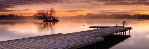 Dock and Pond at Sunrise